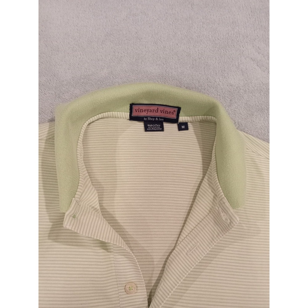 Vineyard Vines Mens Polo Golf Short Sleeve Striped Green White Medium